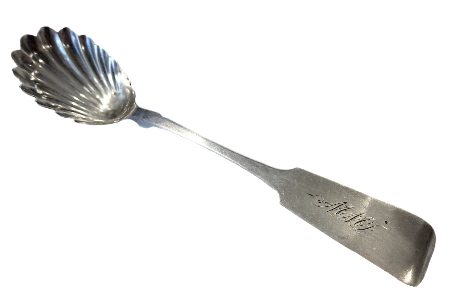 JW HAIGHT Coin SILVER Spoon RARE Antique SCALLOPED Bowl