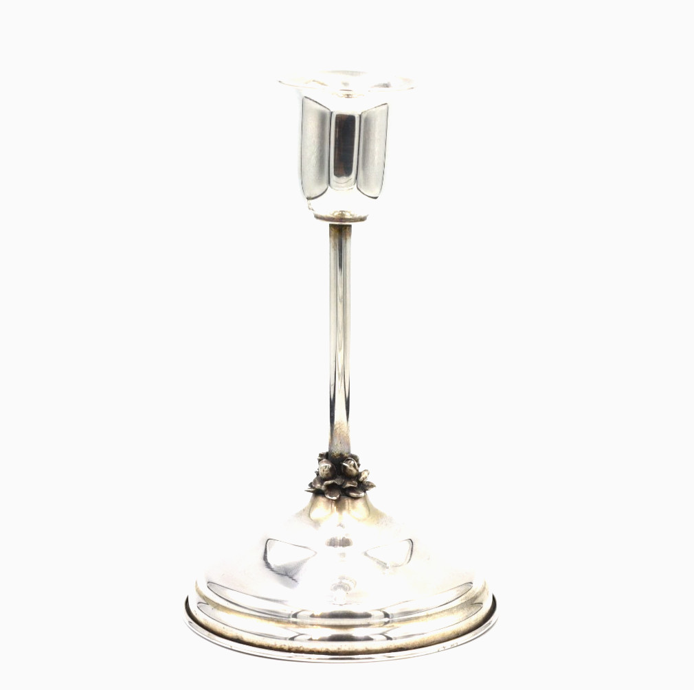 800 Silver Candle Holder 1940s Vintage Firenze Made in Italy Candelabro