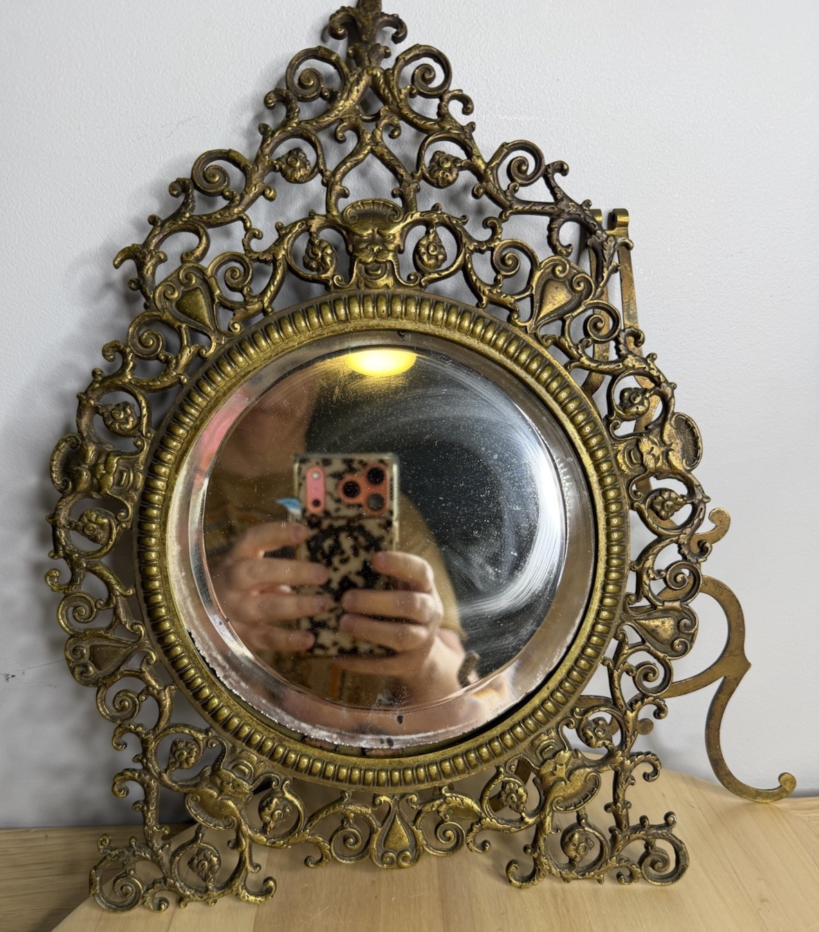 P.E. Guerin Antique Brass Mirror Beveled Glass No. 298 10”x13”