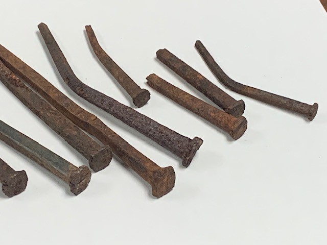 10 Vintage Blacksmith Cut Square Barn Farmhouse Antique Nails