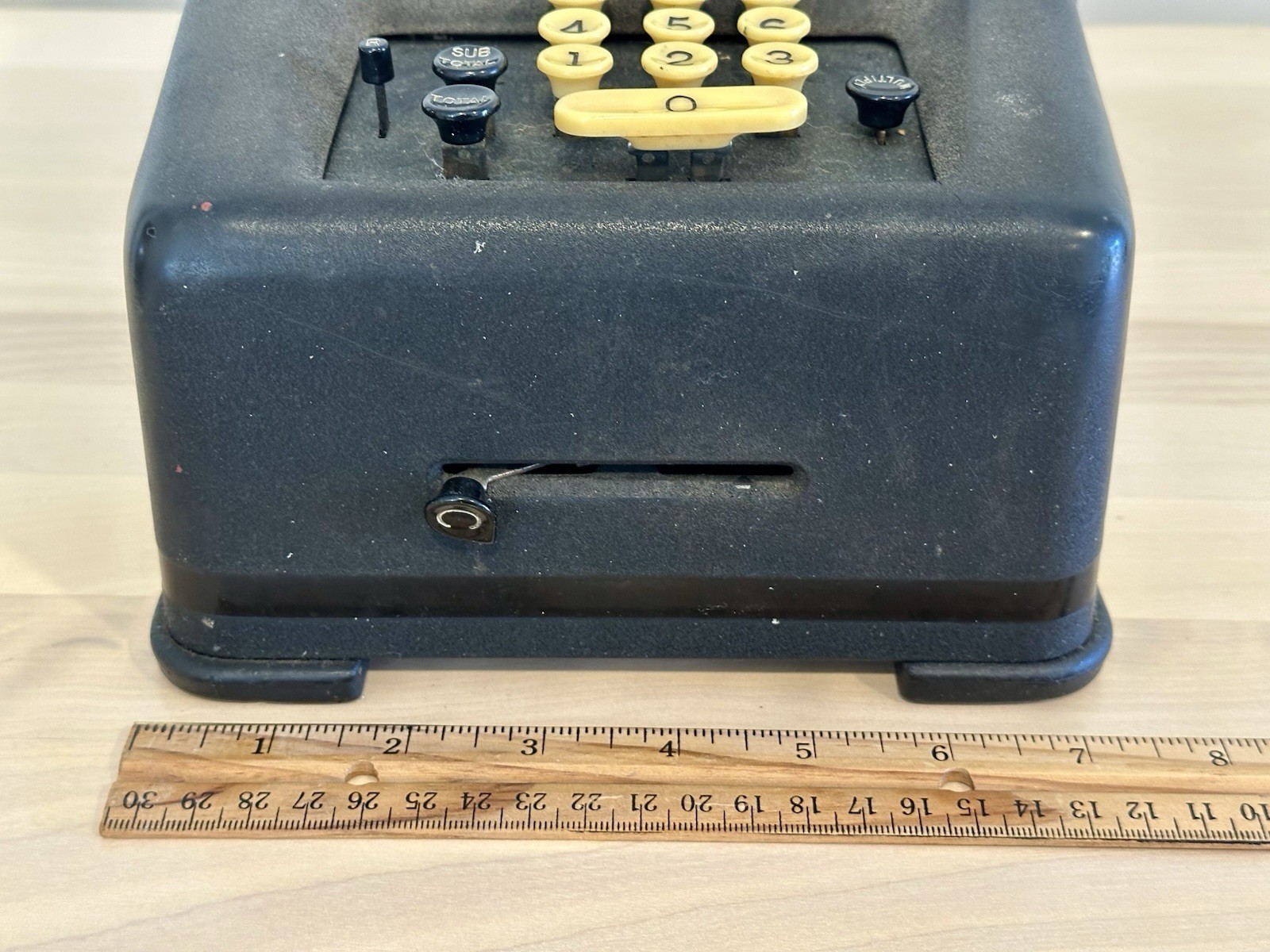 Vintage REMINGTON RAND Adding Machine w Cover 1940s Works paper included