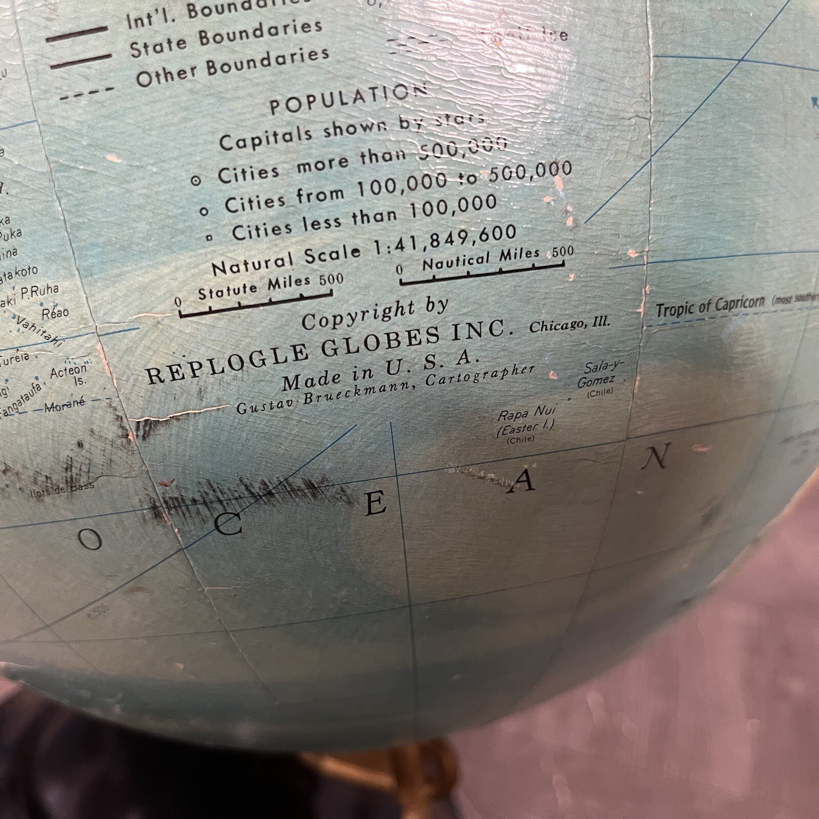 Vintage Replogle World Ocean Current Series 12″ Globe Rotating Axis Pre 1980s