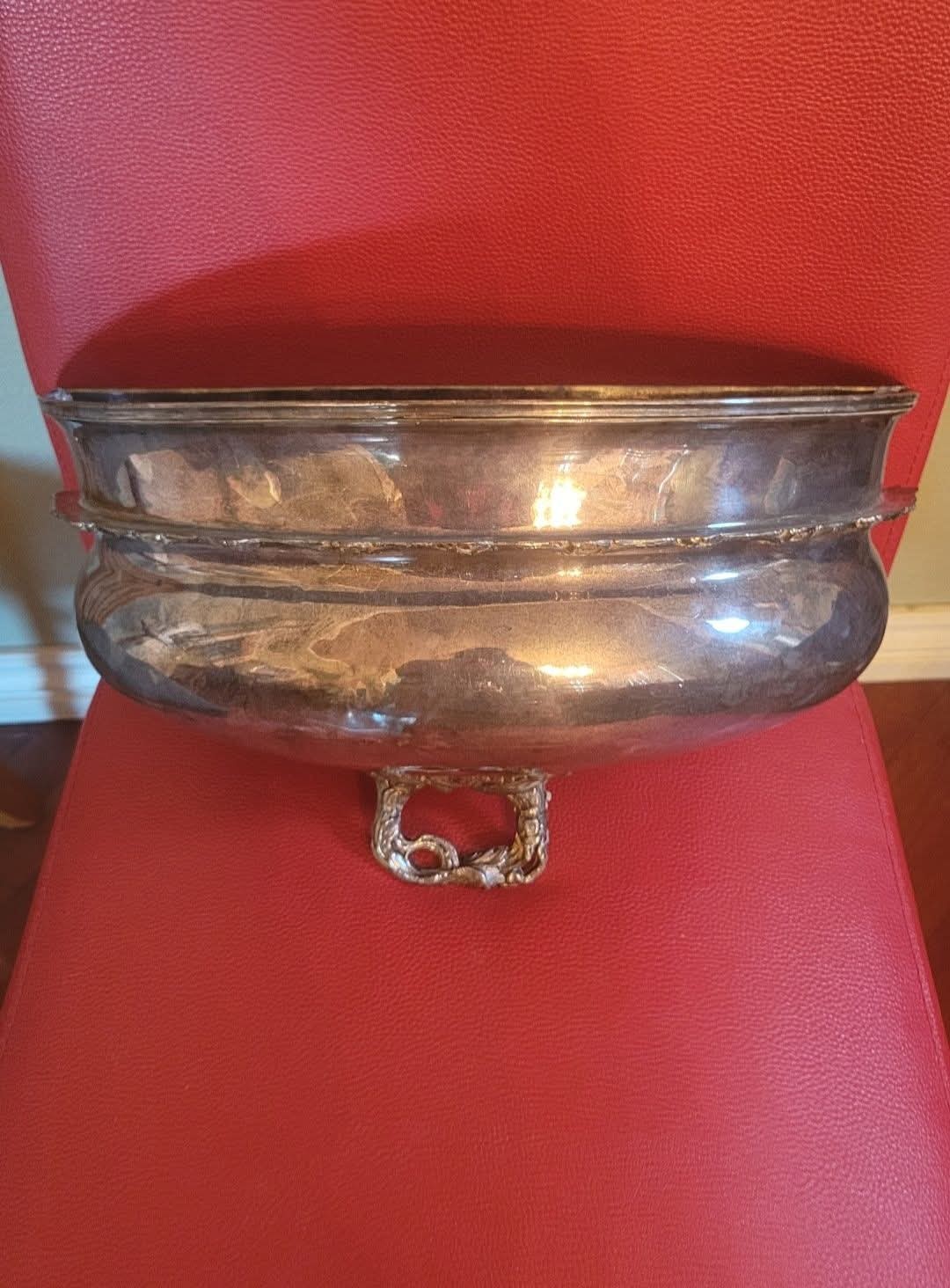 ANTIQUE VTG SILVERPLATE 19 C WALL SCONCE CONVERTED MEAT DOME GEORGIAN FLORAL RIM
