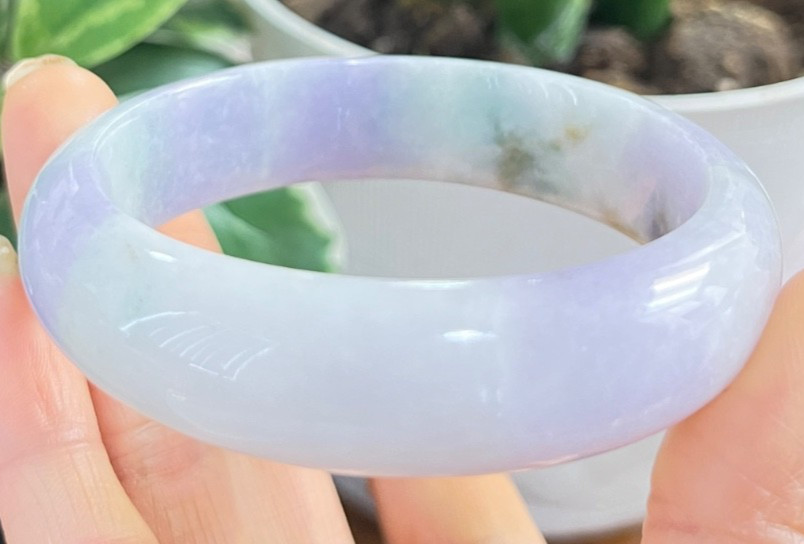 Natural Burmese Jadeite Jade Bangle Type A Lavender Green 57.2mm