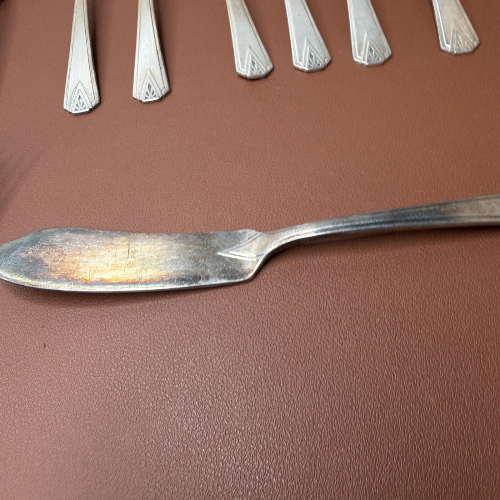 Vintage 25 Pc Deauville Oneida Community silver-plate Art Deco 1929 Flatware Set