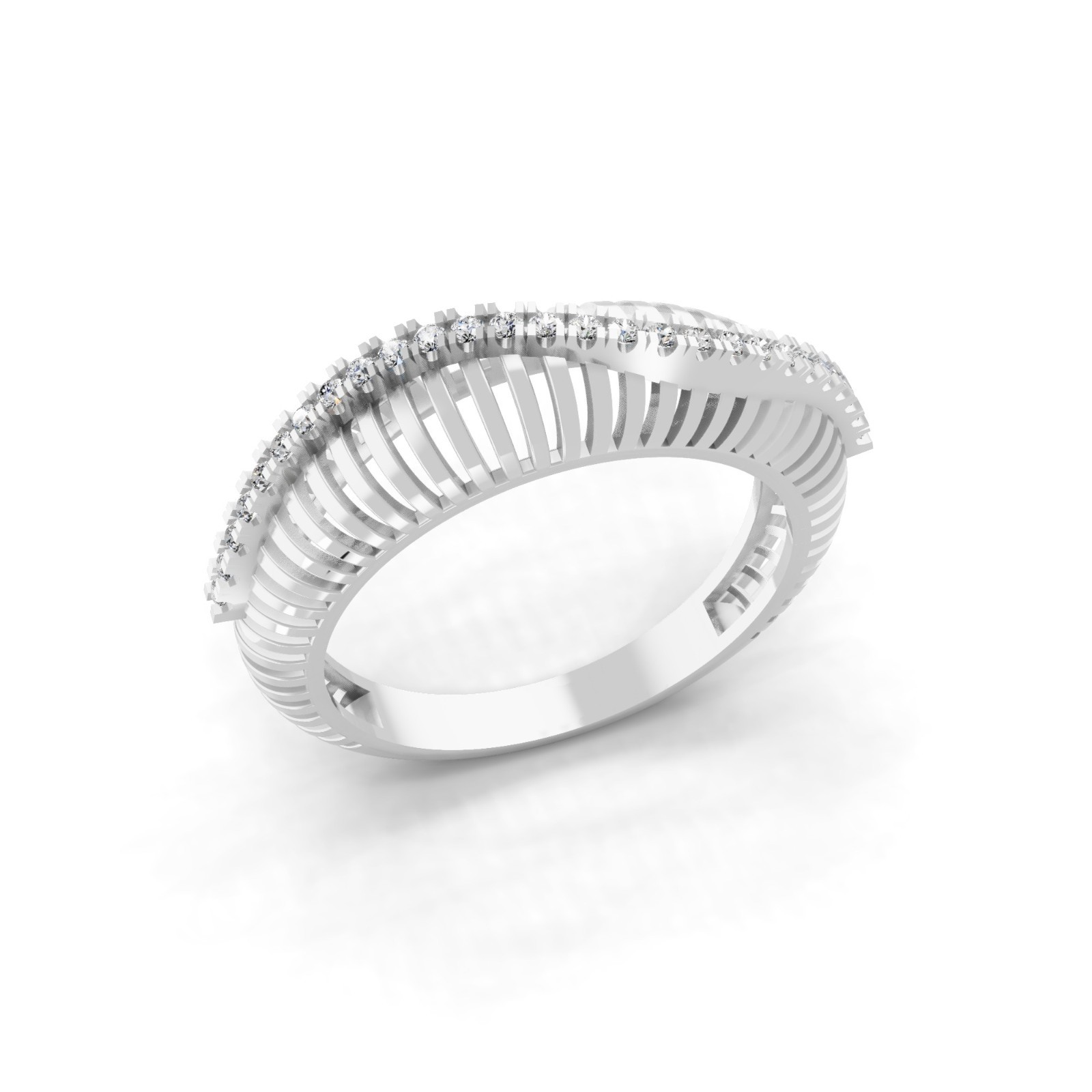 9K Solid White Gold Round 0.17 Ct Grown Diamond Lovely Band Ring Gift for Wife