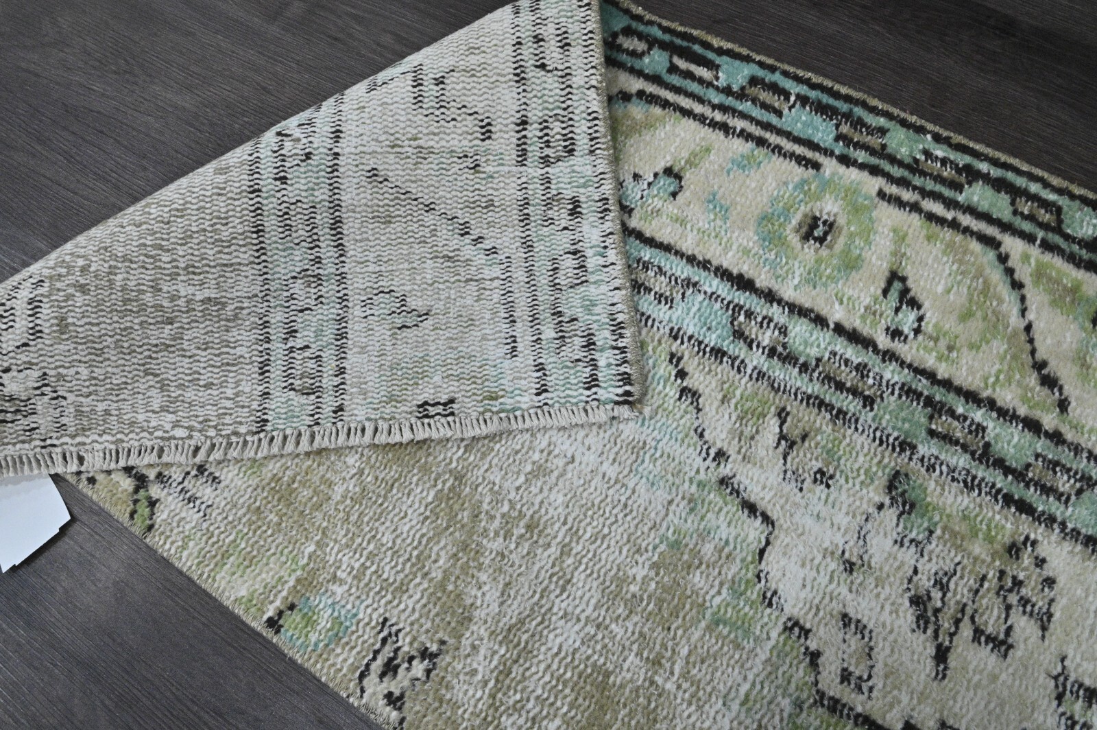 Vintage Turkish Runner Rug 2x5ft Wool Anatolian Handmade Hallway Oushak GREEN