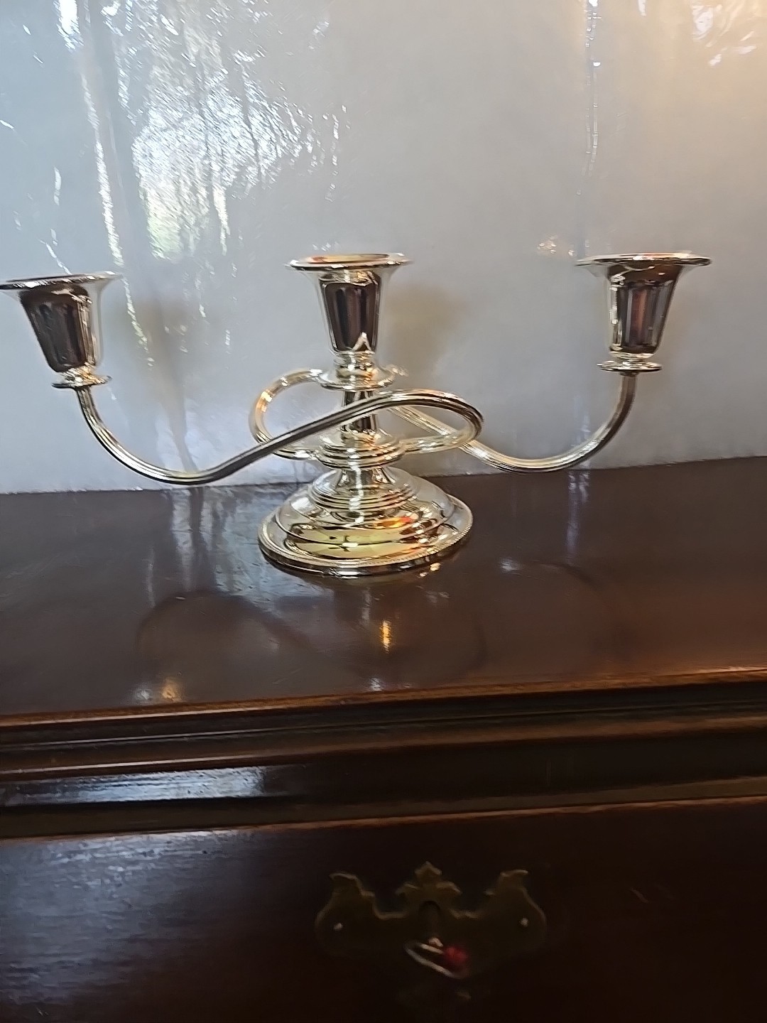Vintage Colonial 3 Arm Ornate Silverplate Candlelabra Well Polished