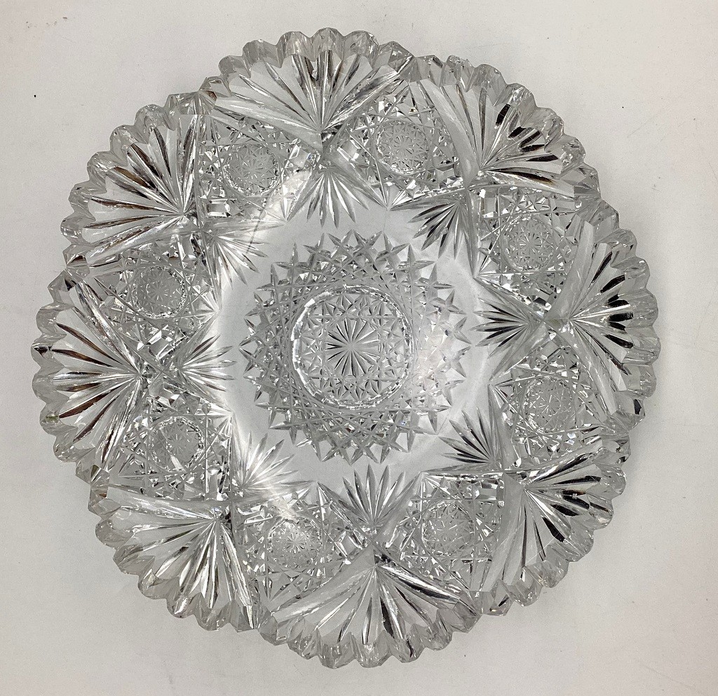 Antique ABP Antique American Brilliant Cut Glass Low Bowl 8″ Diameter