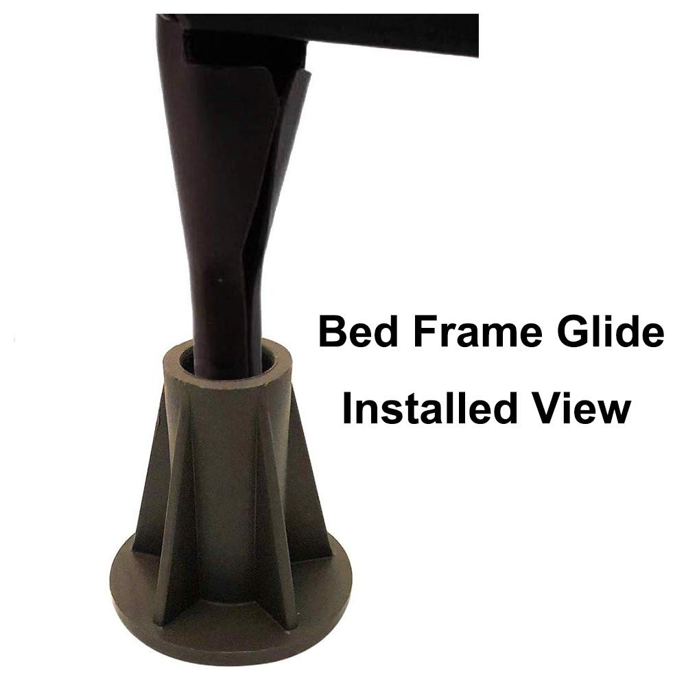 4PCS Steel Stem Replacement Bed Frame Feet with Plastic Inserts Dark Brown