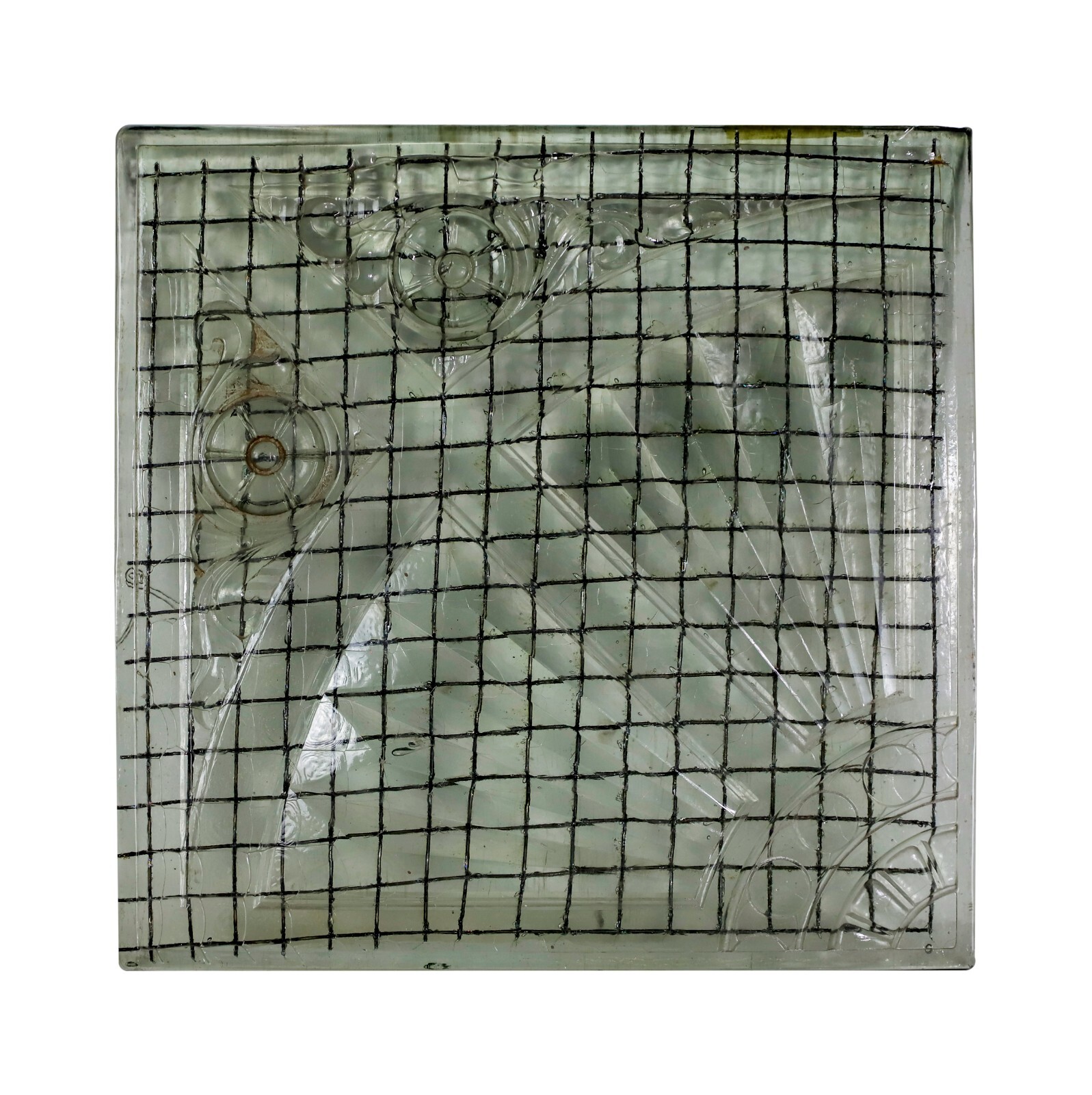 Reclaimed Square 2 ft Wired Corner Relief Glass Block
