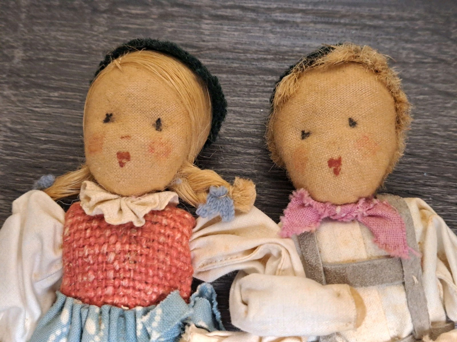 Original Waldorf Dolls 1920’s Germany Boy & Girl Rudolf Steiner Hand Made 6.5″