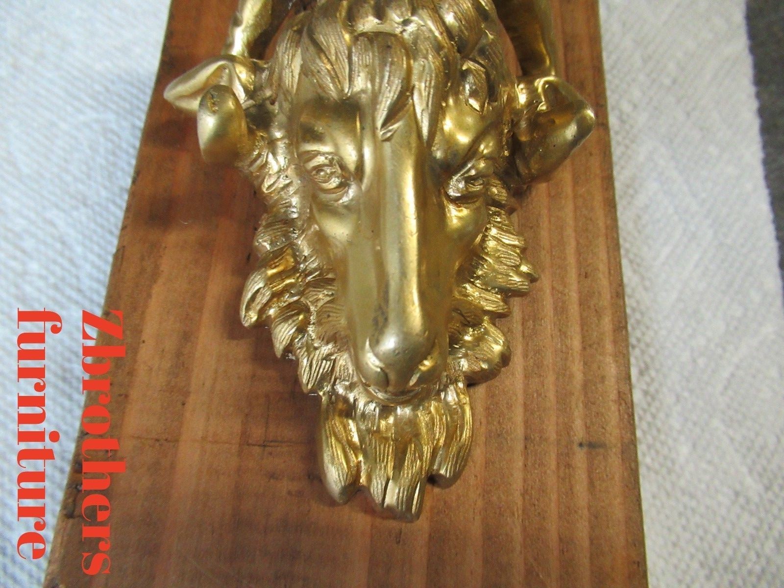 Vintage Brass Ormolu Rams Head Goat Hardware Pull Knob Handle dresser chest