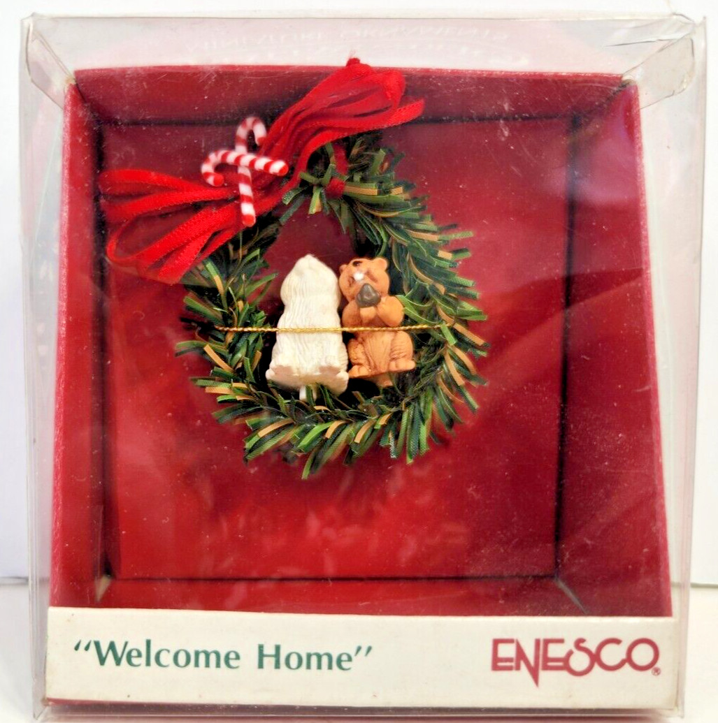 ENESCO WELCOME HOME RABBIT AND SQUIRREL SMALLWONDERS MINIATURE ORNAMENTS 1989
