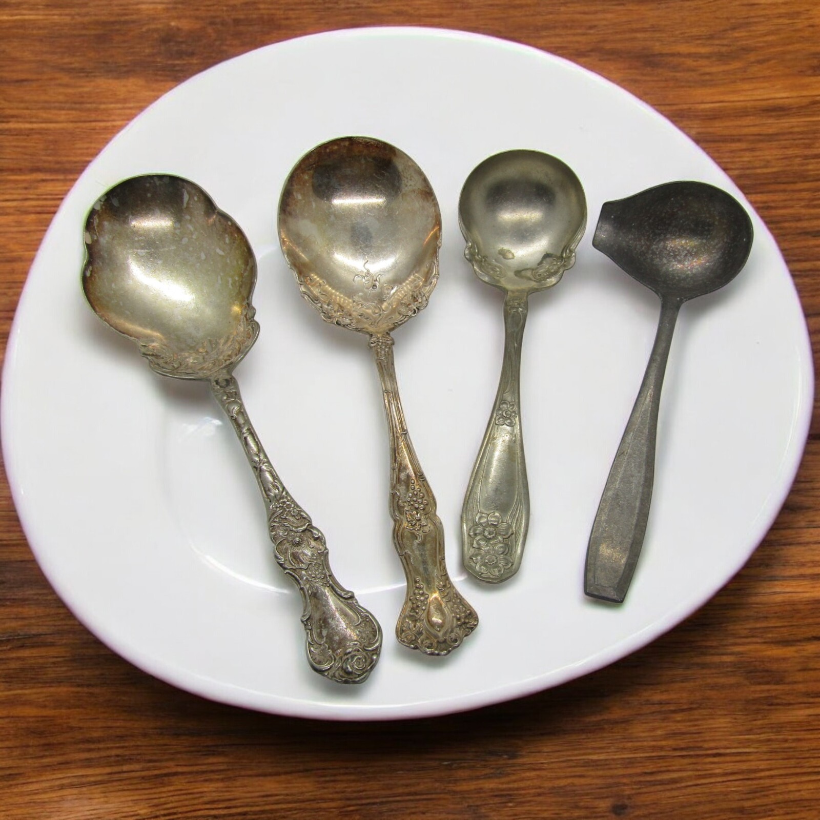 Lot of 4 Antique Serving Spoons and Ladles Wallace, 1847 Rogers Bros, Germany