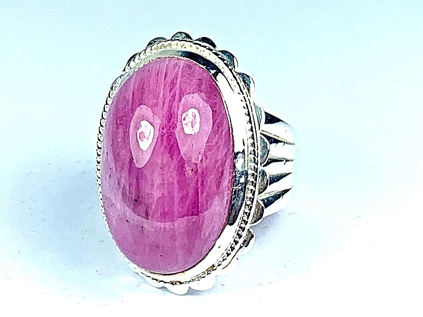 925 STERING SILVER BURMESE RUBY BLESSING HANDMADE RING US-10 FETISH THAI AMULET