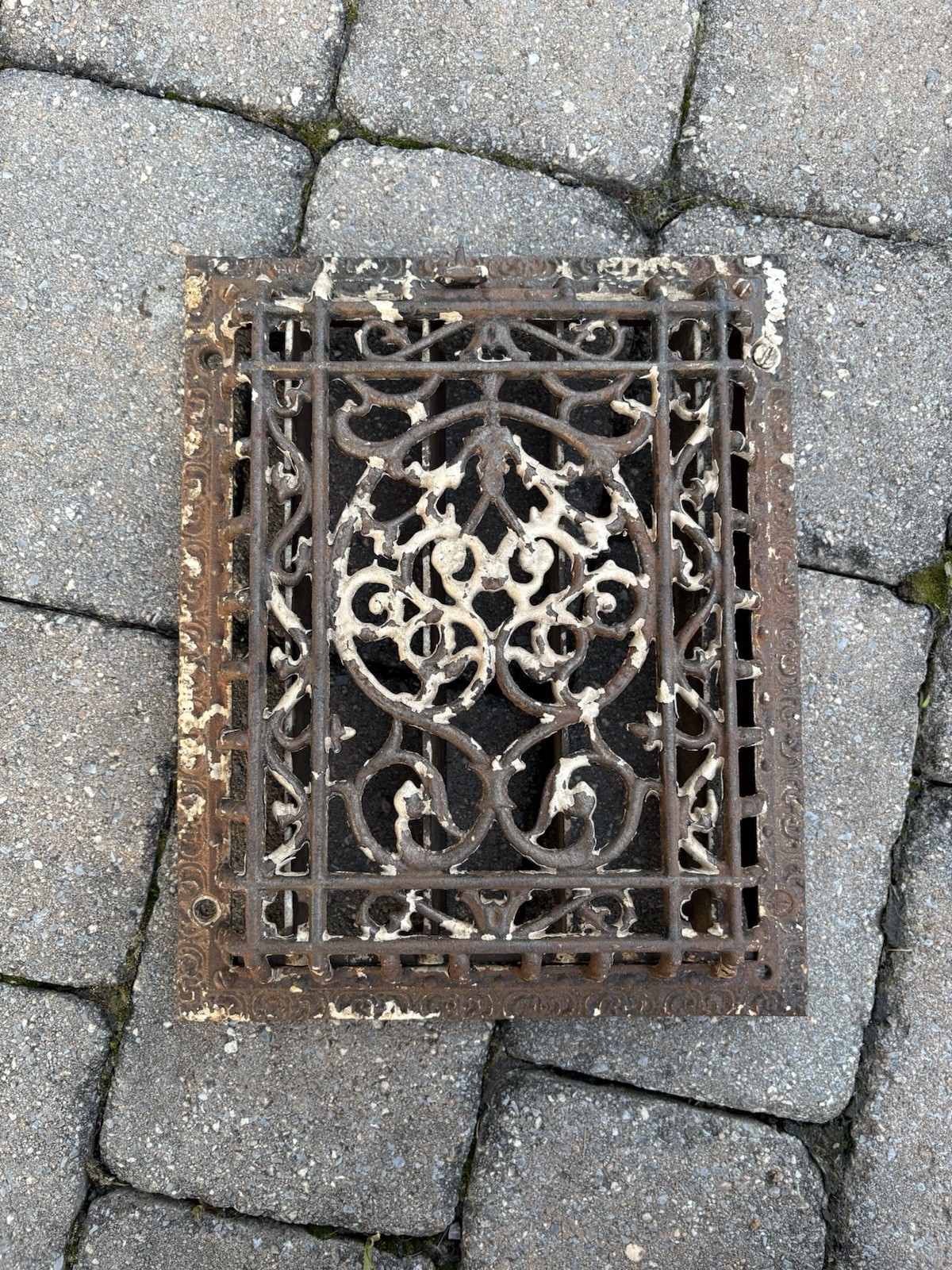 Antique Victorian Cast Iron Grate Louvered Vent Register Ornate 11.75in X 9.5in
