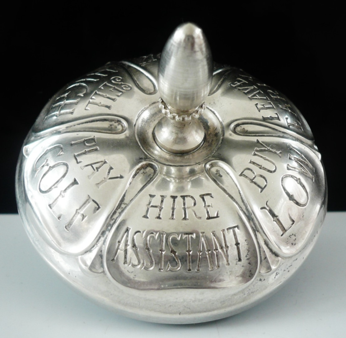 Novelty Sterling Silver Executive Decision Maker Spinning Top Desktop Toy