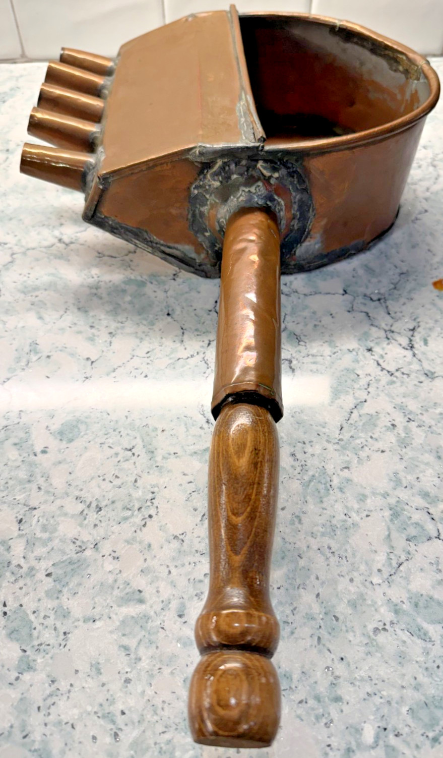 ANTIQUE COPPER 5-SPOUT WAX POURER FOR FILLING CANDLE MOLDS ca.1800’s RARE!!