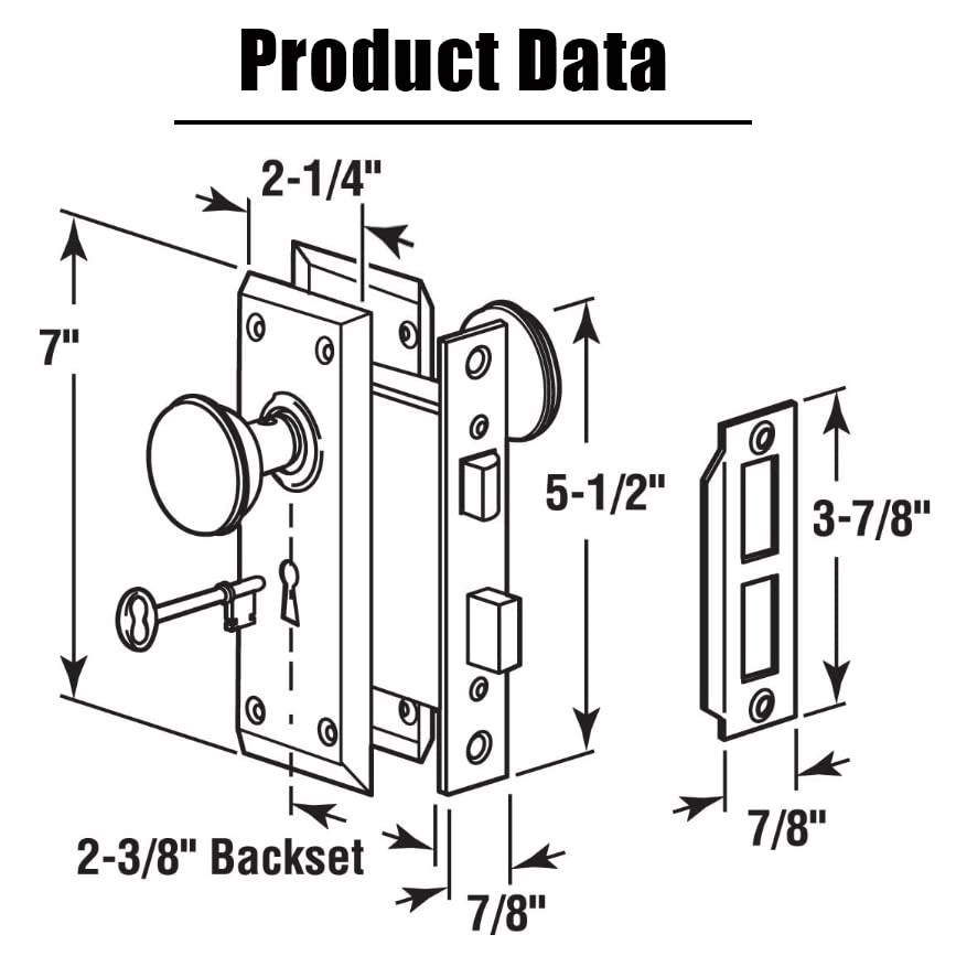 Toptotoo Mortise Lock Set for Interior Door, Mortise(1 Pack), Polished Brass
