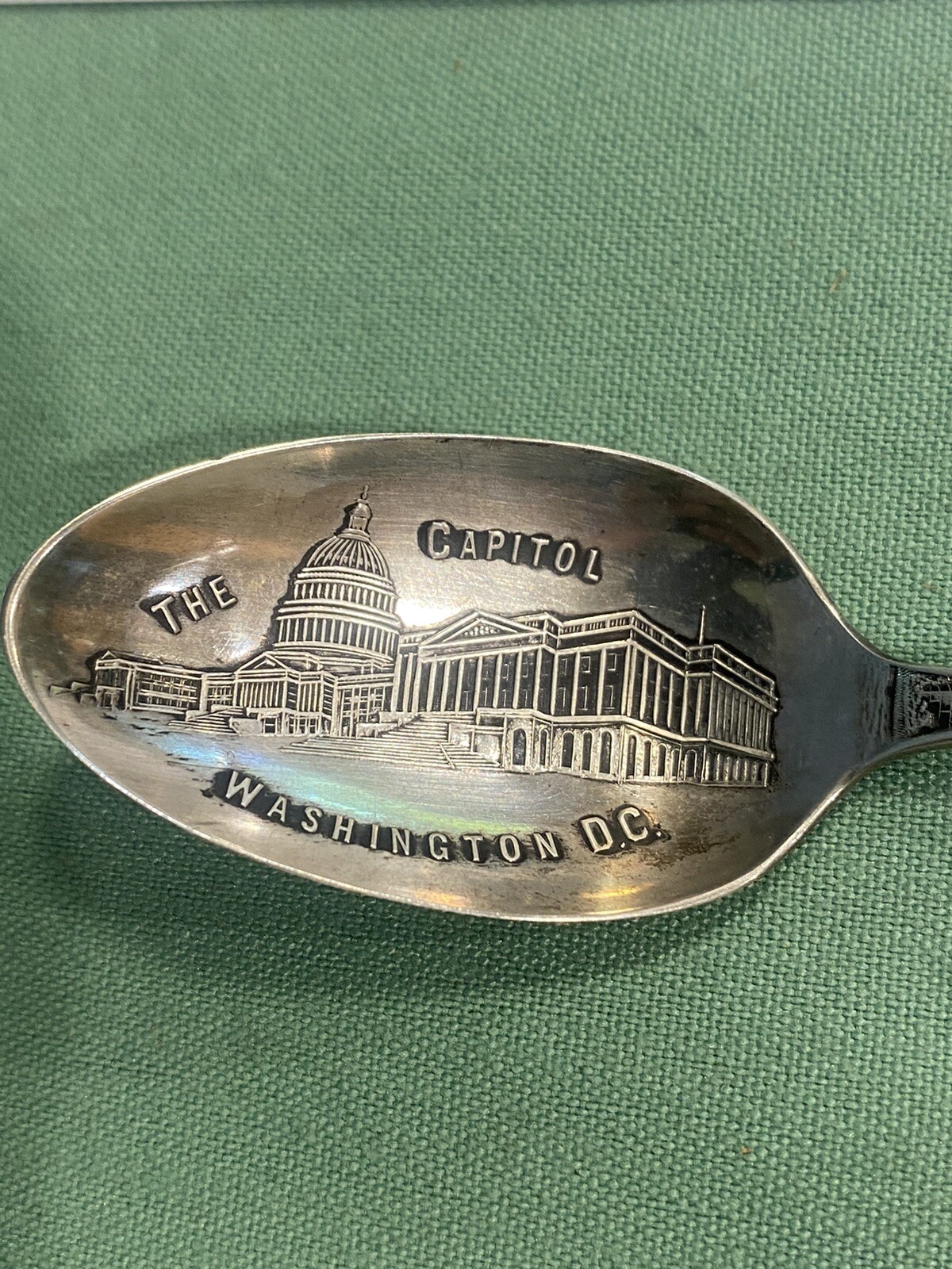 Washington DC Capitol American Flag, White House Antique Sterling Vose (S188)