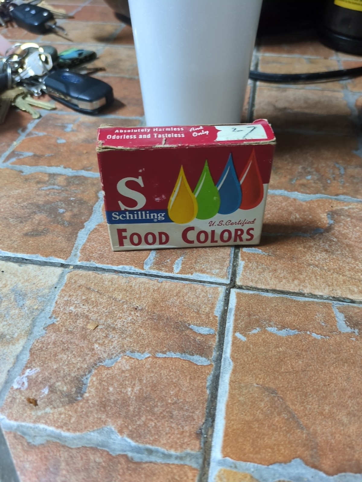 Vintage McCormick Glass Food Coloring Bottles With Original Box 4 Count Color