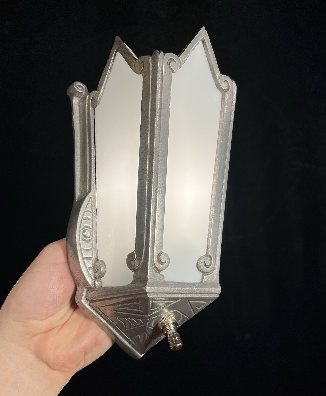 Antique Vtg Art Deco Wall Sconce Light Fixture Slip Shade Style Rewired