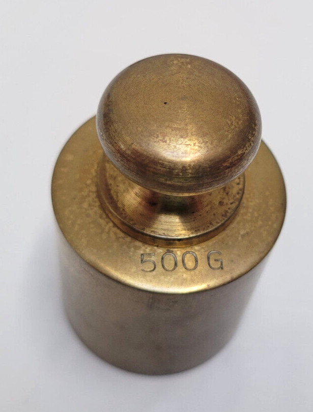Vintage Lot of 8 Solid Brass Scale Weights 5g 10g 20g 50g 100g 200g 500g