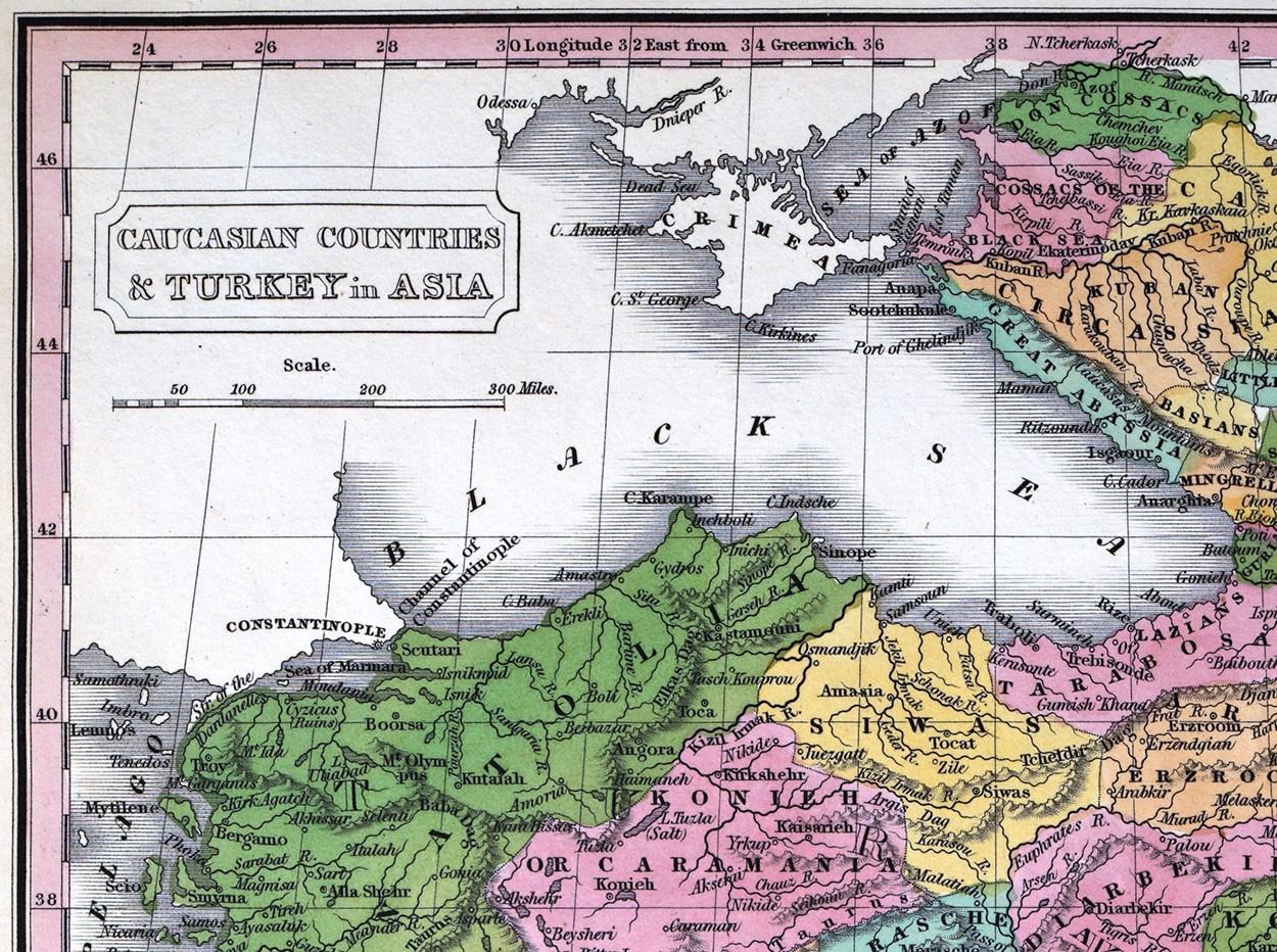 1828 JH Young Map Turkey in Asia Constantinople Jerusalem Cyprus Mesopotamia