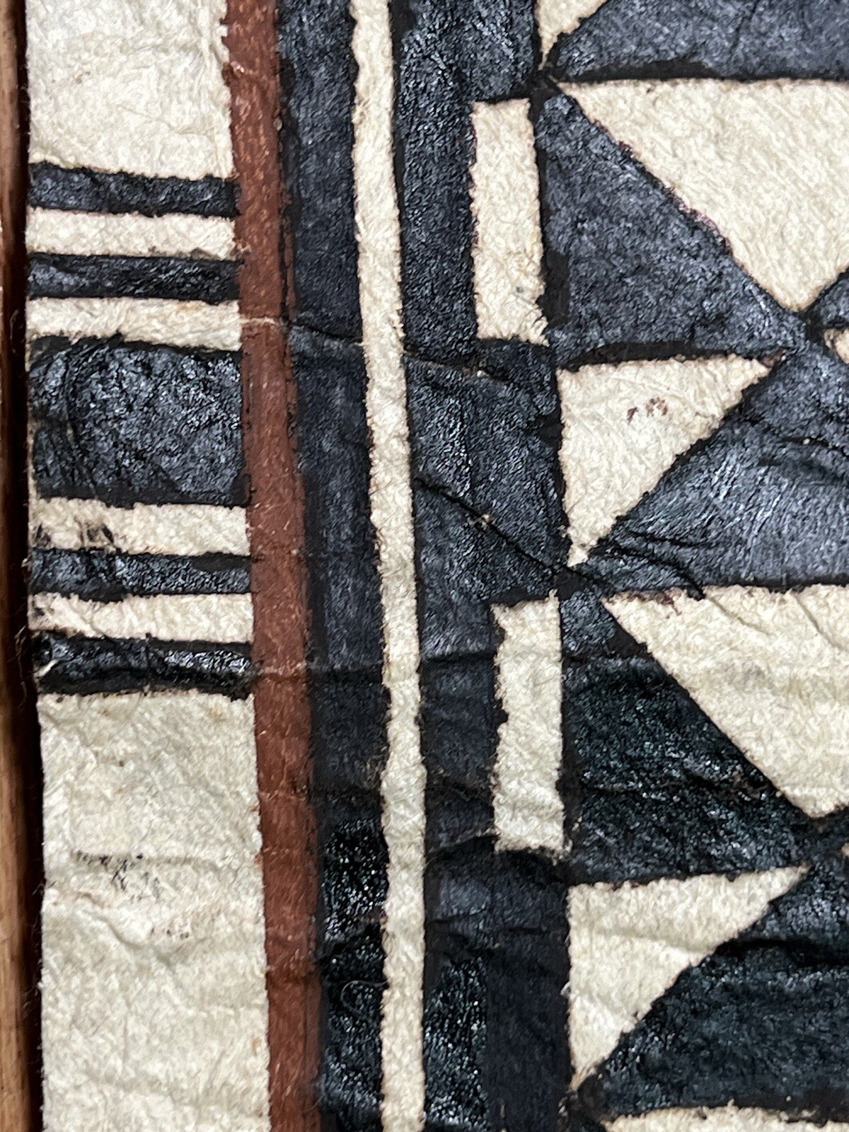 Pacific Islands Samoa Tuvalu Polychrome Bark cloth Floor Mat 20th C small #3