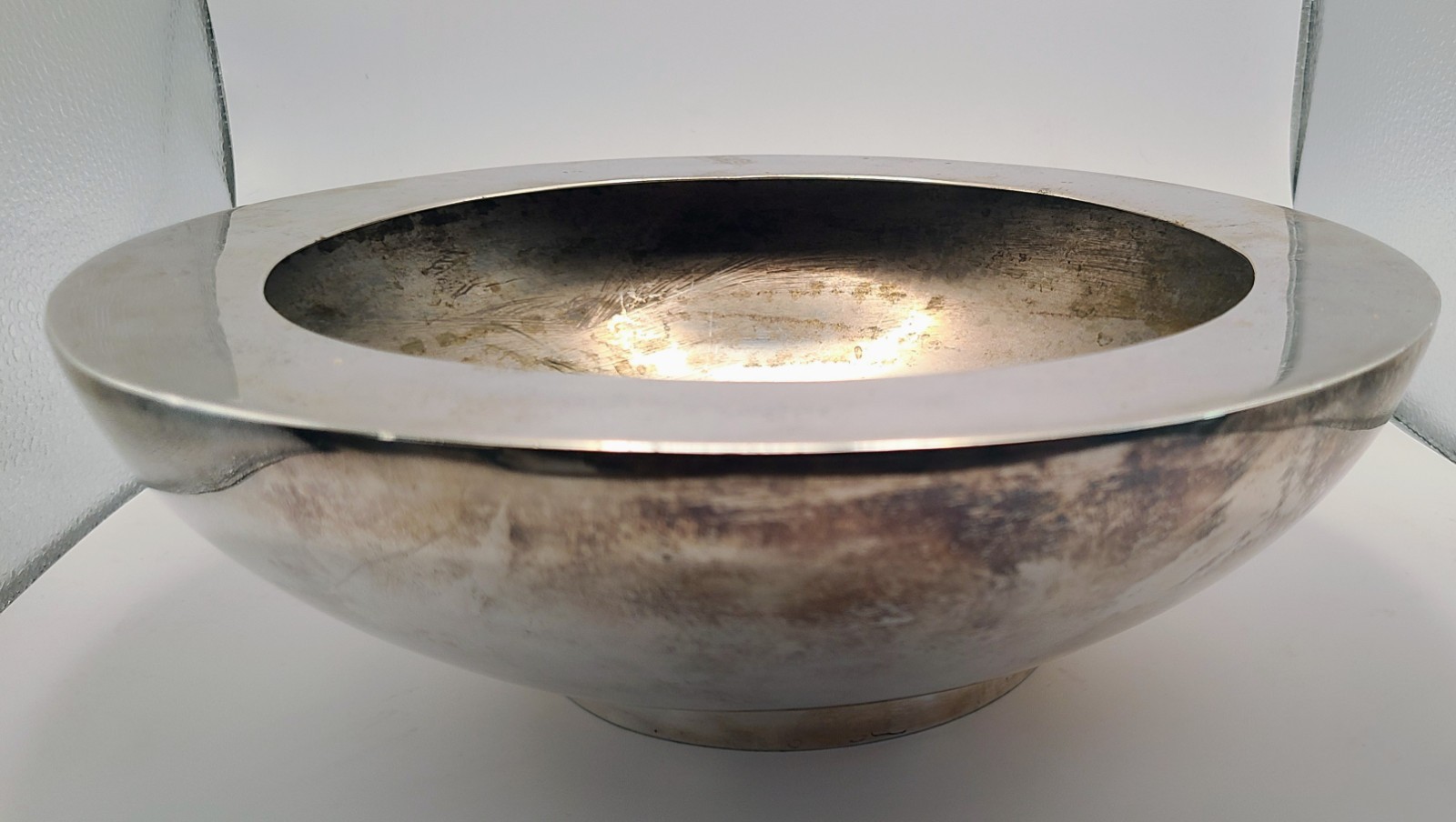 Vintage Art Deco Silver Plated Bowl Serving Dish Vase with Rim 11″ Heavy