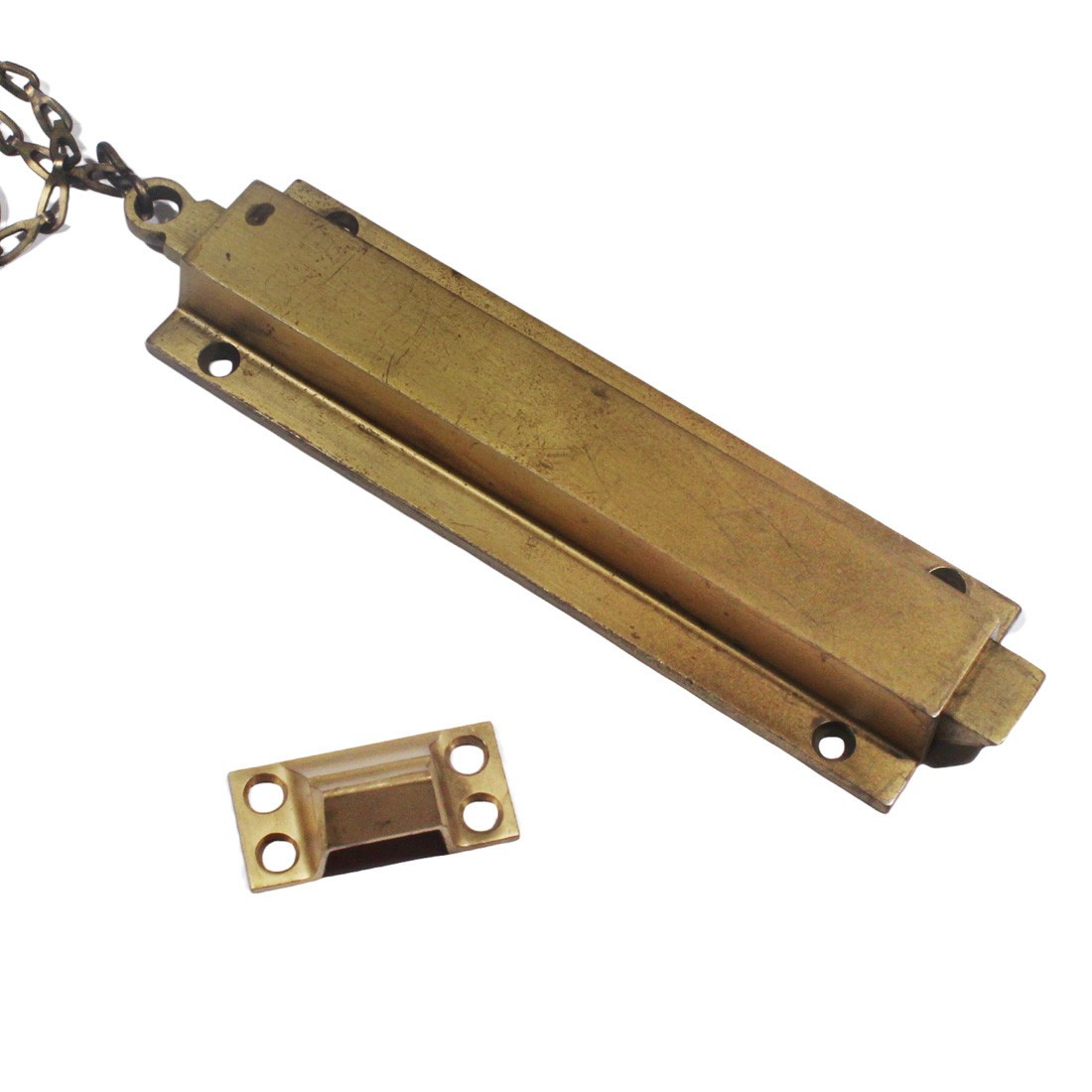Antique Brass Surface Mount Head Bolt & Catch, New Old Stock, NB46