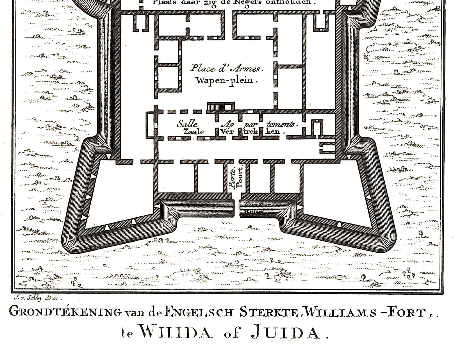 BENIN OUIDAH “Grondtekening van de Engelsch Sterkte” 1760 J. Van der Schley