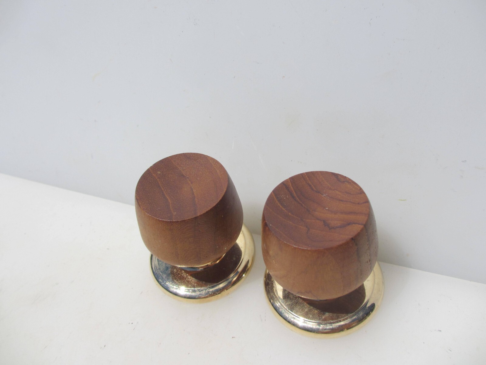 Retro Wooden Door Knobs Handles Gold Plates OId Wood Cupboard – New Old Stock