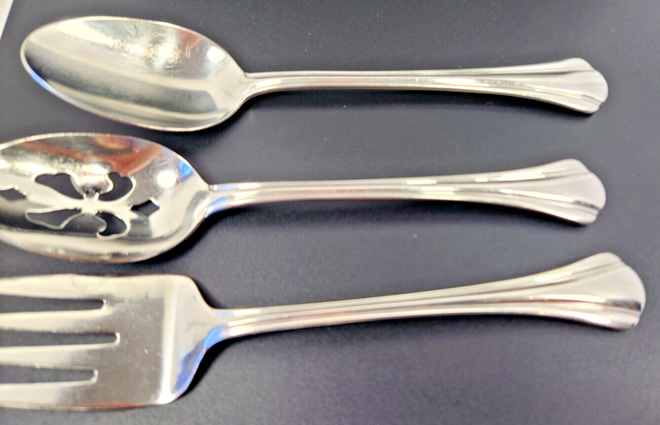 PFALTZGRAFF MARGATE 3 PCS SERVING HOSTESS SET SLOTTED SERVING SPOON MEAT FORK