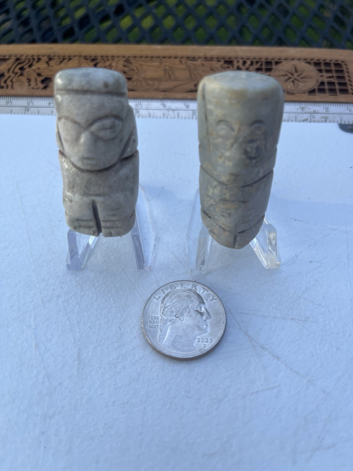 2 Mixtec Stone Penate Pendants PreColumbian Ancient Artifacts Zapotec Mayan #5