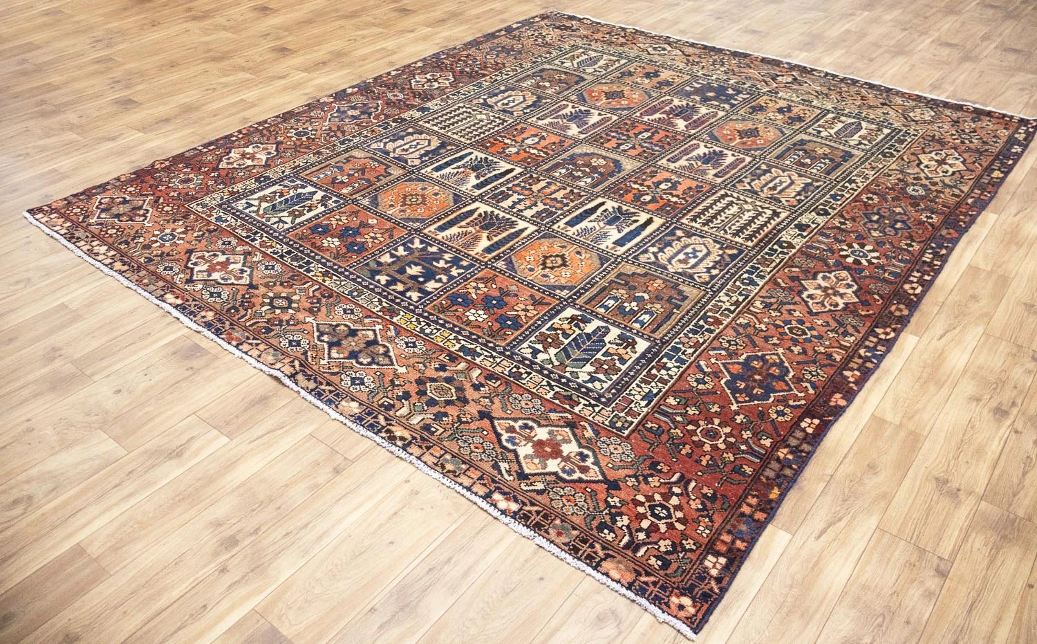 8’9 x 10’5 ft Semi-Antique Handmade Geometric Wool Living Room Carpet