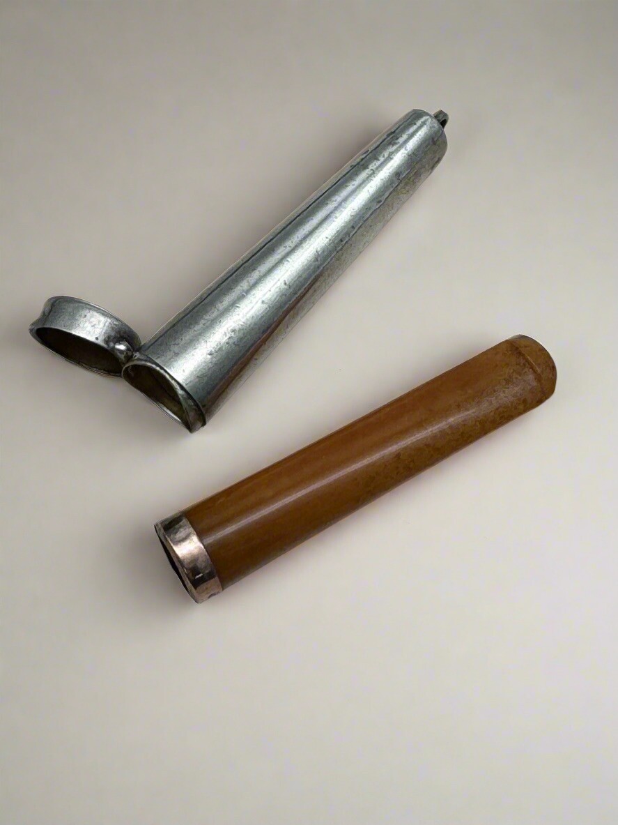 ANTIQUE Chatelaine Cigarette Cheroot Holder Silver Case Gold Mounted Bakelite