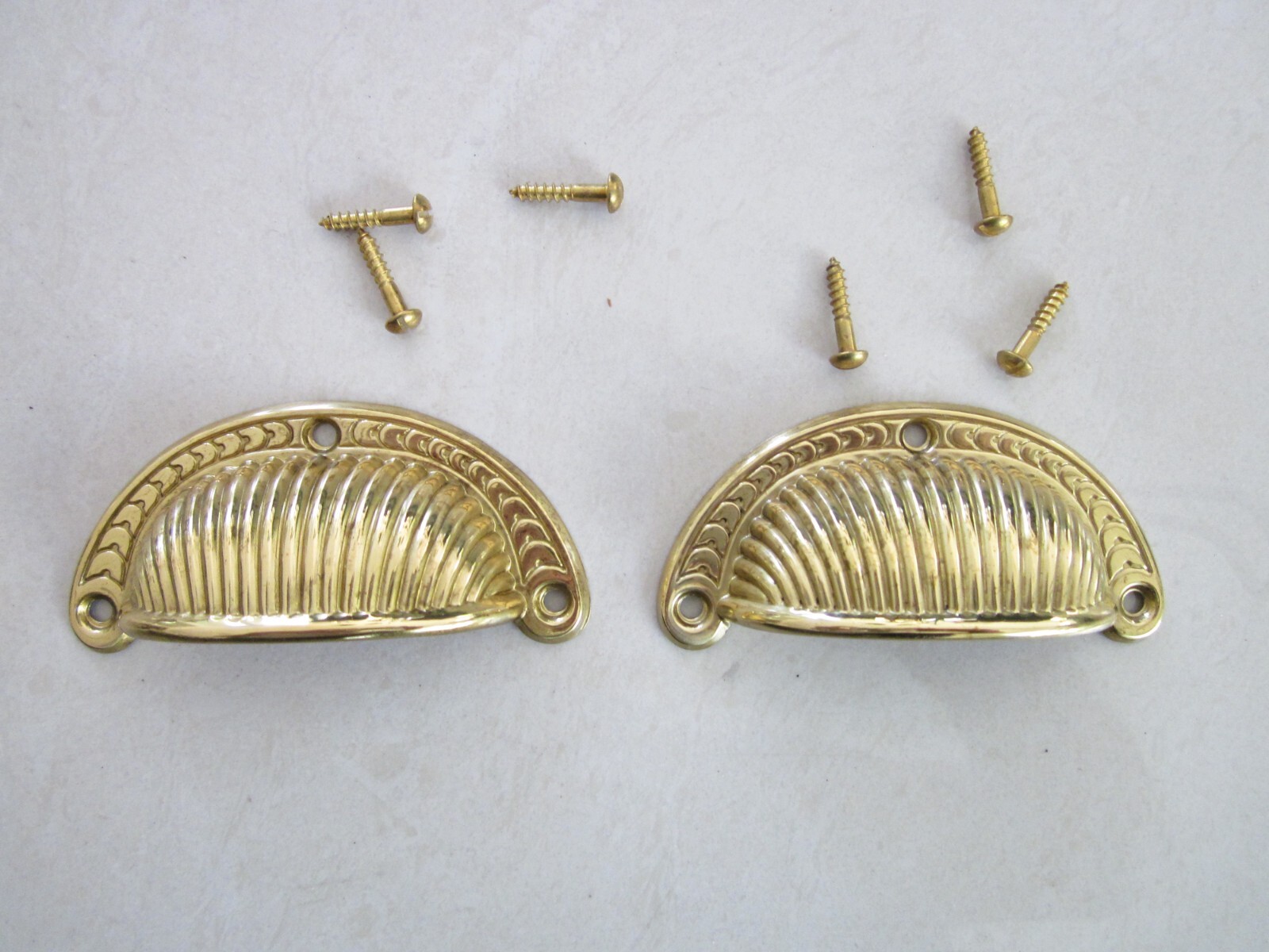 2 Antique vtg. Style Victorian Brass Bin Pulls Handles 3″