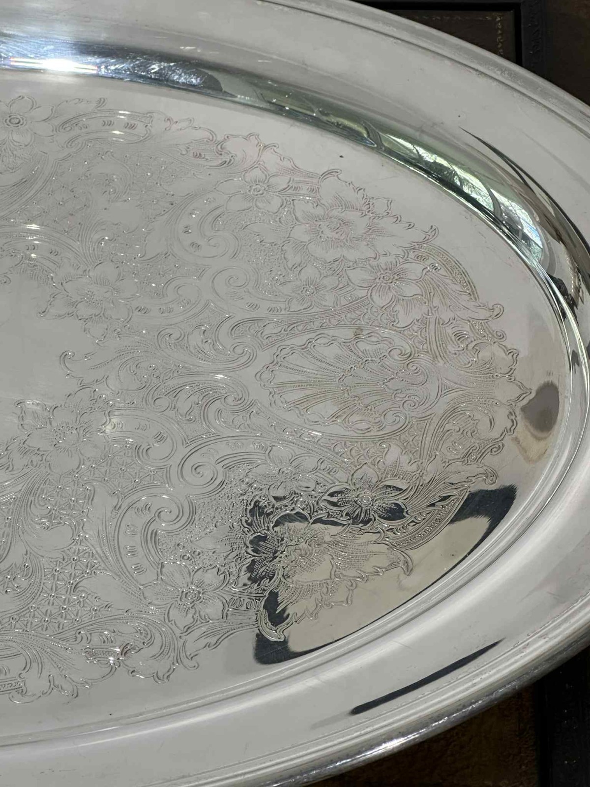 Beautiful VTG Gorham YC407/2 Silverplate Oval Serving Tray 22″ Floral Engraved