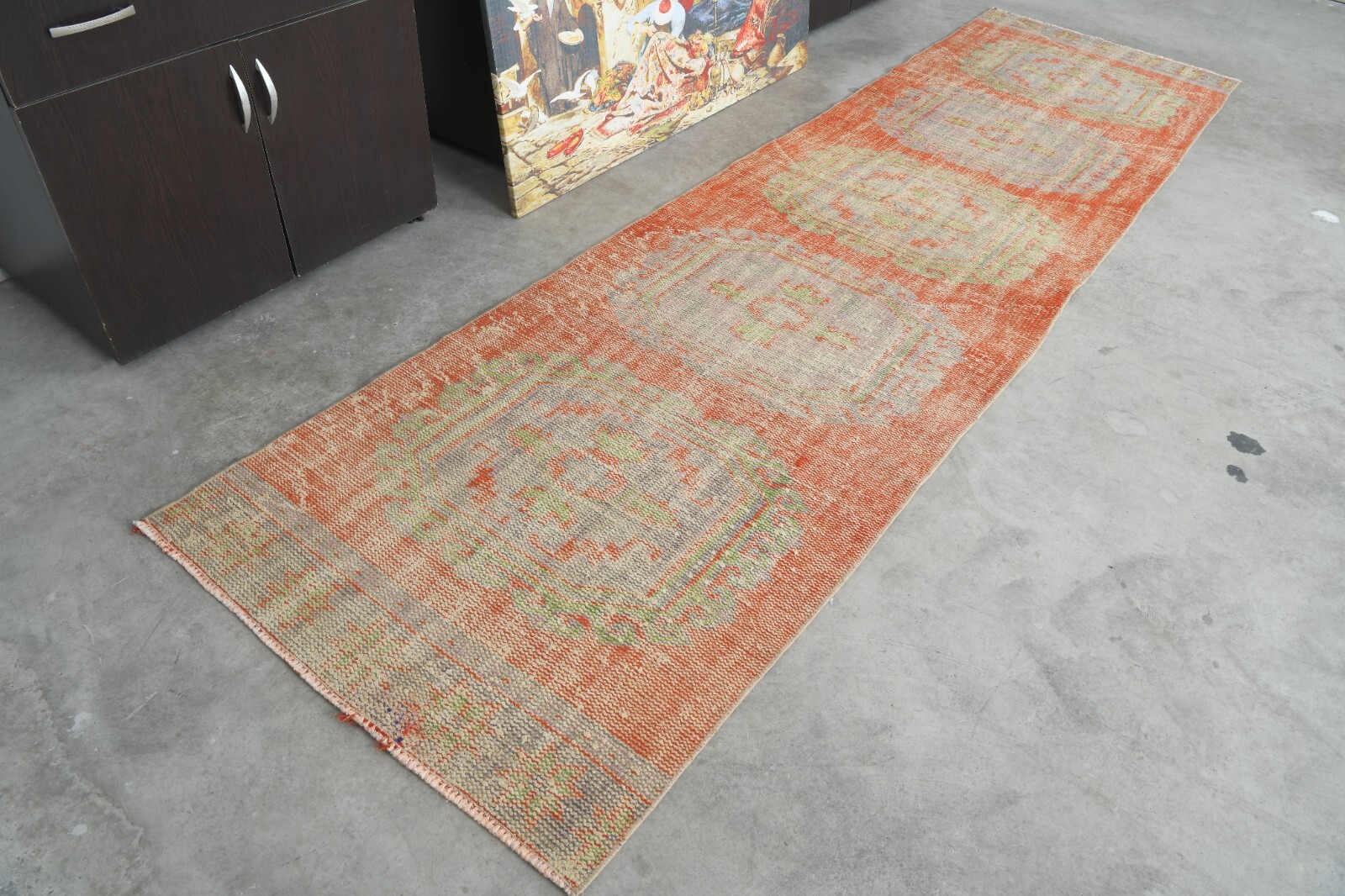 3×11 runner rugs, antique turkish runner vintage oushak rug runner wool rug 36