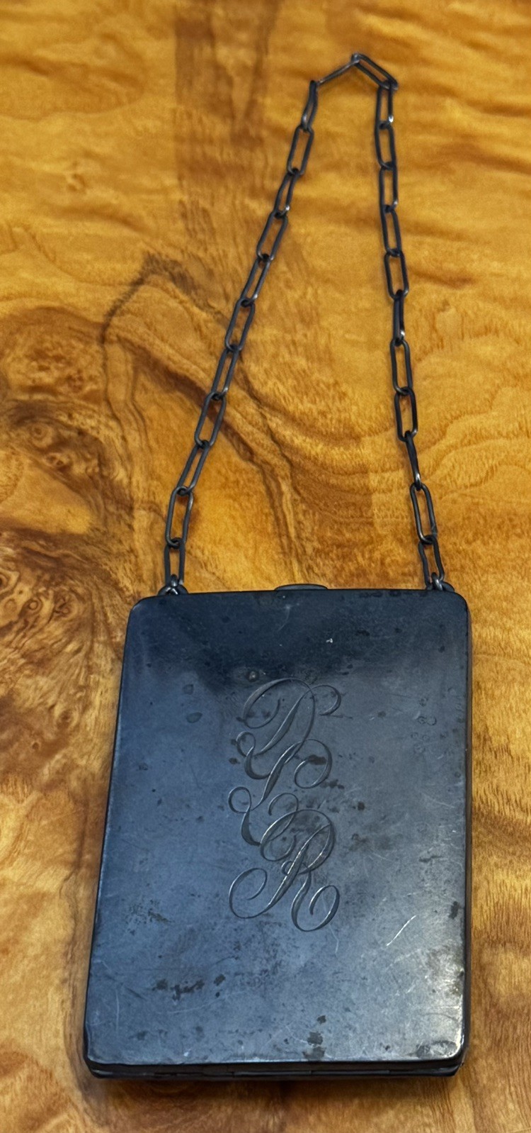 Vintage 1920’s Sterling Coin Holder Compact Purse Wristlet With Chain 3 1/2 inch