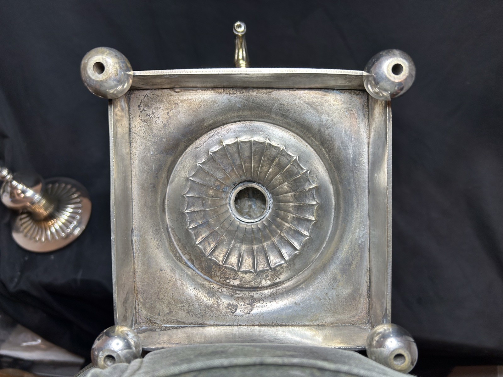 A large handmade Neo-Classical silver plate Tea / Coffee Urn. Height 23 1/2″
