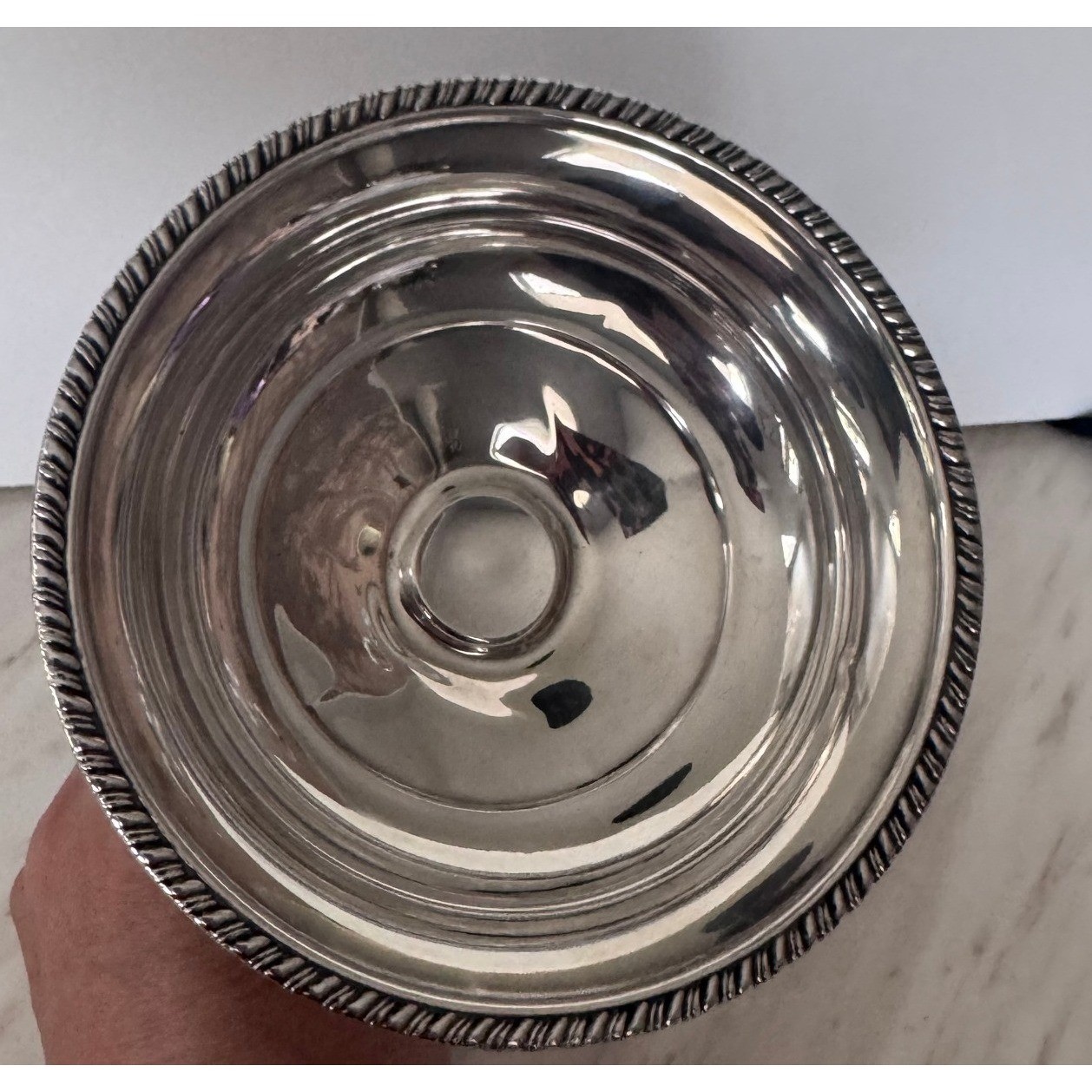 Crown Sterling Silver Weighted Compote Pedestal Dish Vintage Gadroon Rim 5in