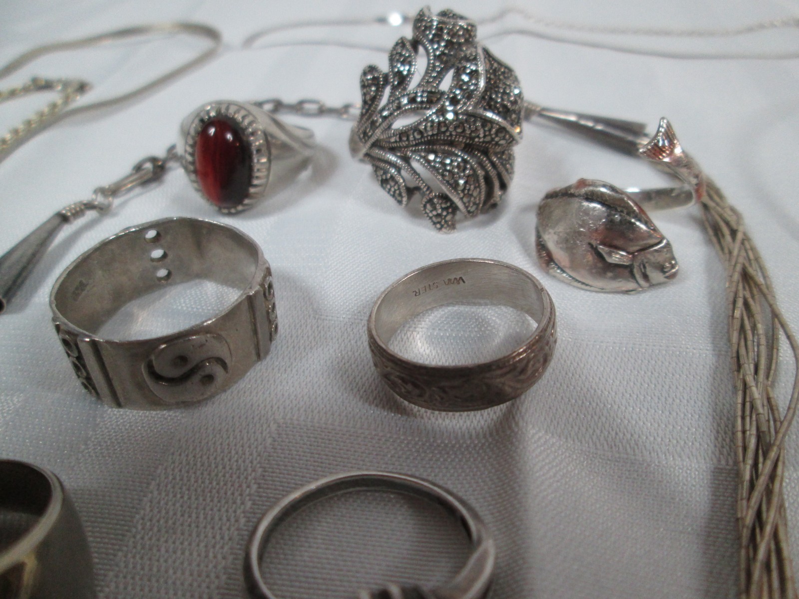 925 Sterling Silver 322 Grams Lot Necklaces Bracelets Charms Rings NOT SCRAP