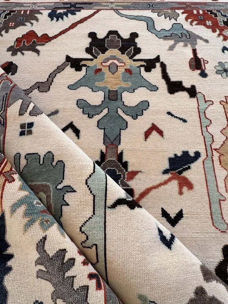 Hand Knotted White Turkish Oushak Rugs 6×9 7×10 8×11 9×12 10×14 12×15 Area Rugs