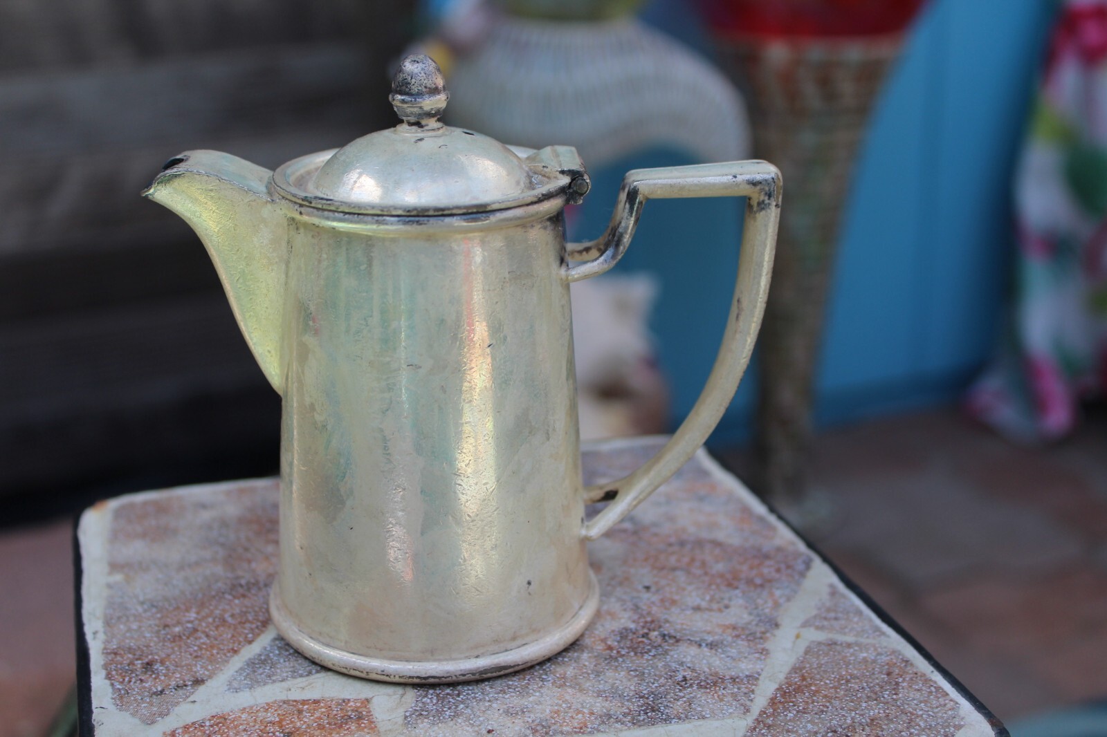 Antique / OLD “Gorham Silver E P Soldered 014734 — 8 oz. ” Creamer with Lid