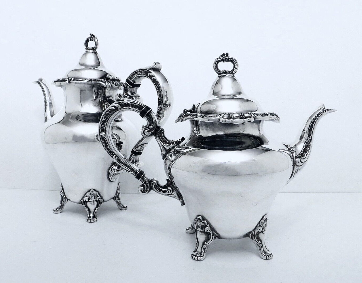 1950 GORHAM ANCHOR STRASBOURG COURT MIDCENTURY ROCOCO SHELL COFFEE TEA SET 5PC