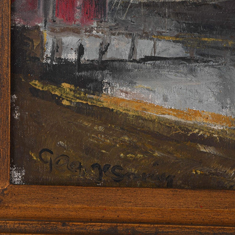Framed Signed Masts and Mist Mixed Media on Canvas