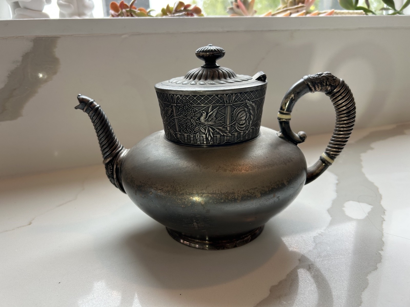 E.G. Webster & Son Floral Silver Plated Teapot #41